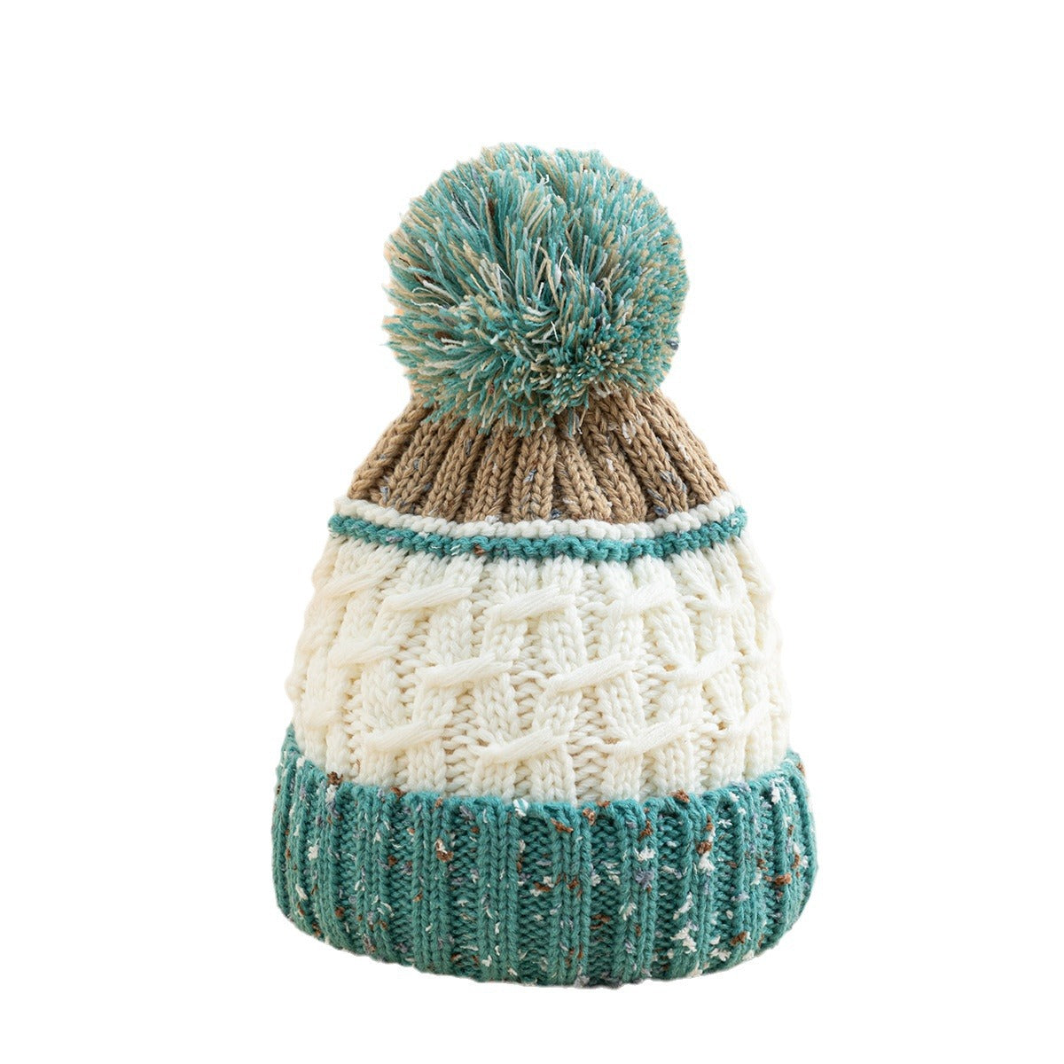 Cozy Mixed Color Knit Beanie with Pom