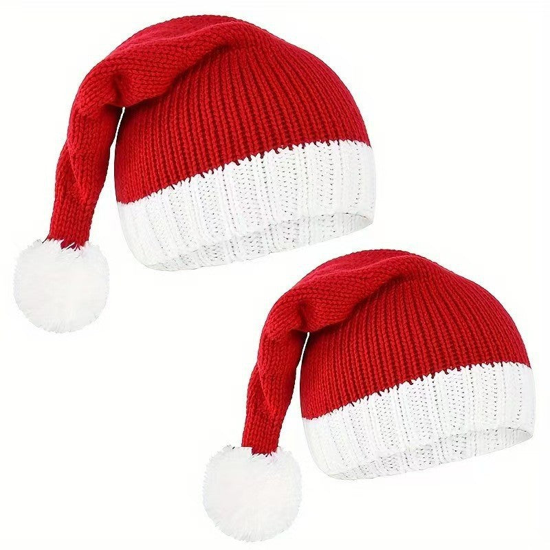 Classic Red Knit Christmas Hat - Adult & Kids