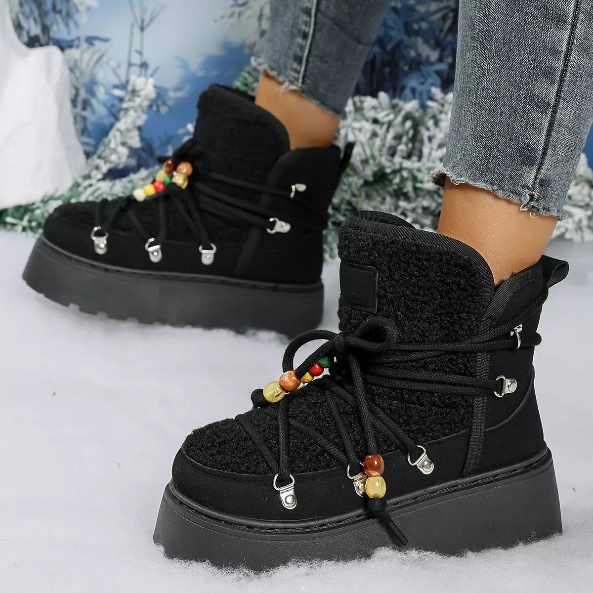 Lace Up Platform Winter Boots