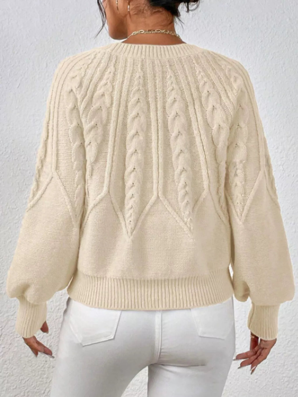 Cable Knit Ribbed Long Sleeve Sweater