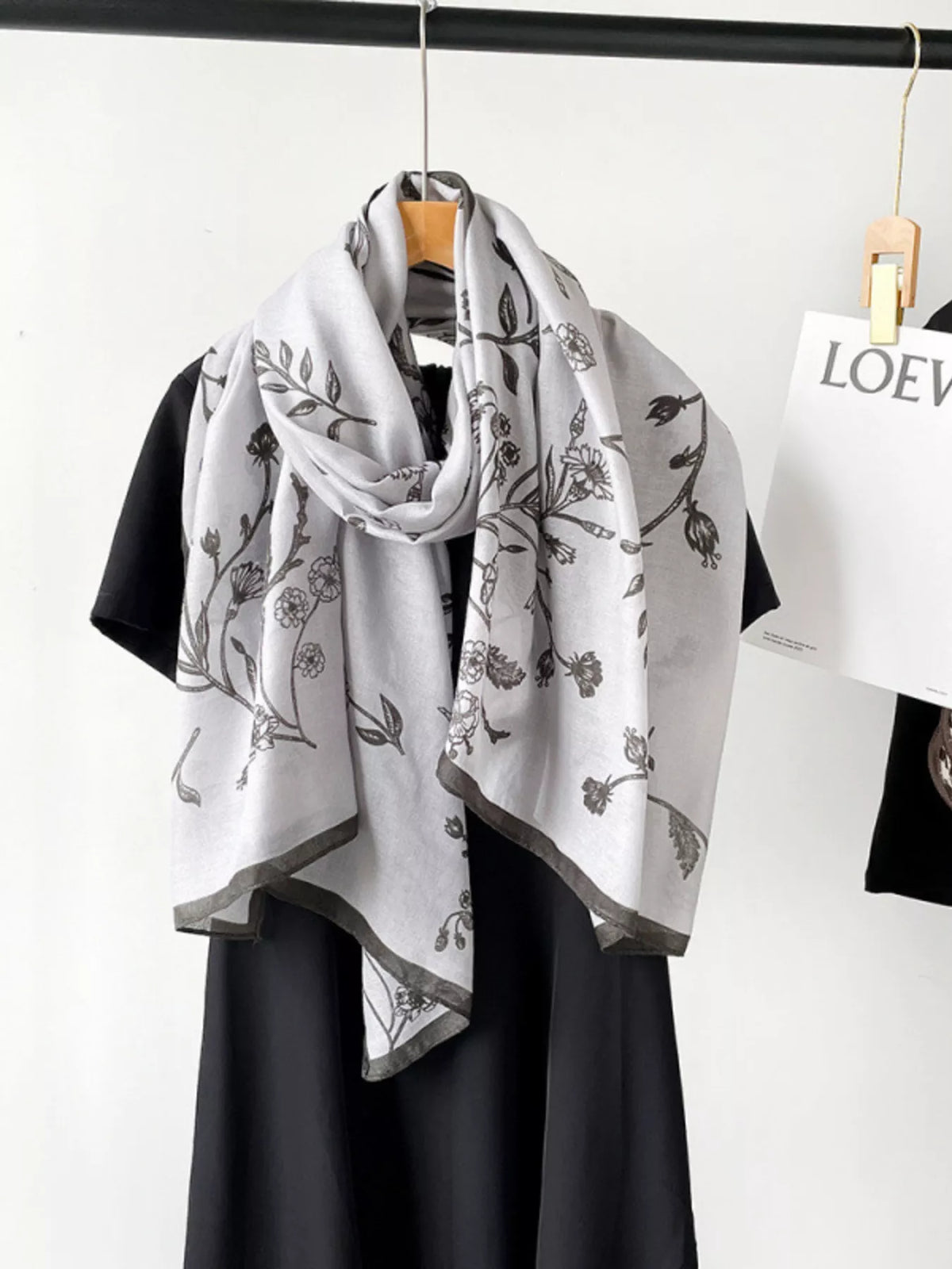 Vine Floral Print Lightweight Scarf