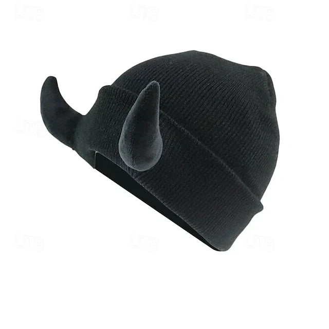 Men's Unisex Beanie Hat Winter Hats Beanies Skull Cap Knit Hat Black Red Knitted Cozy Daily Wear Going out Devil Warm