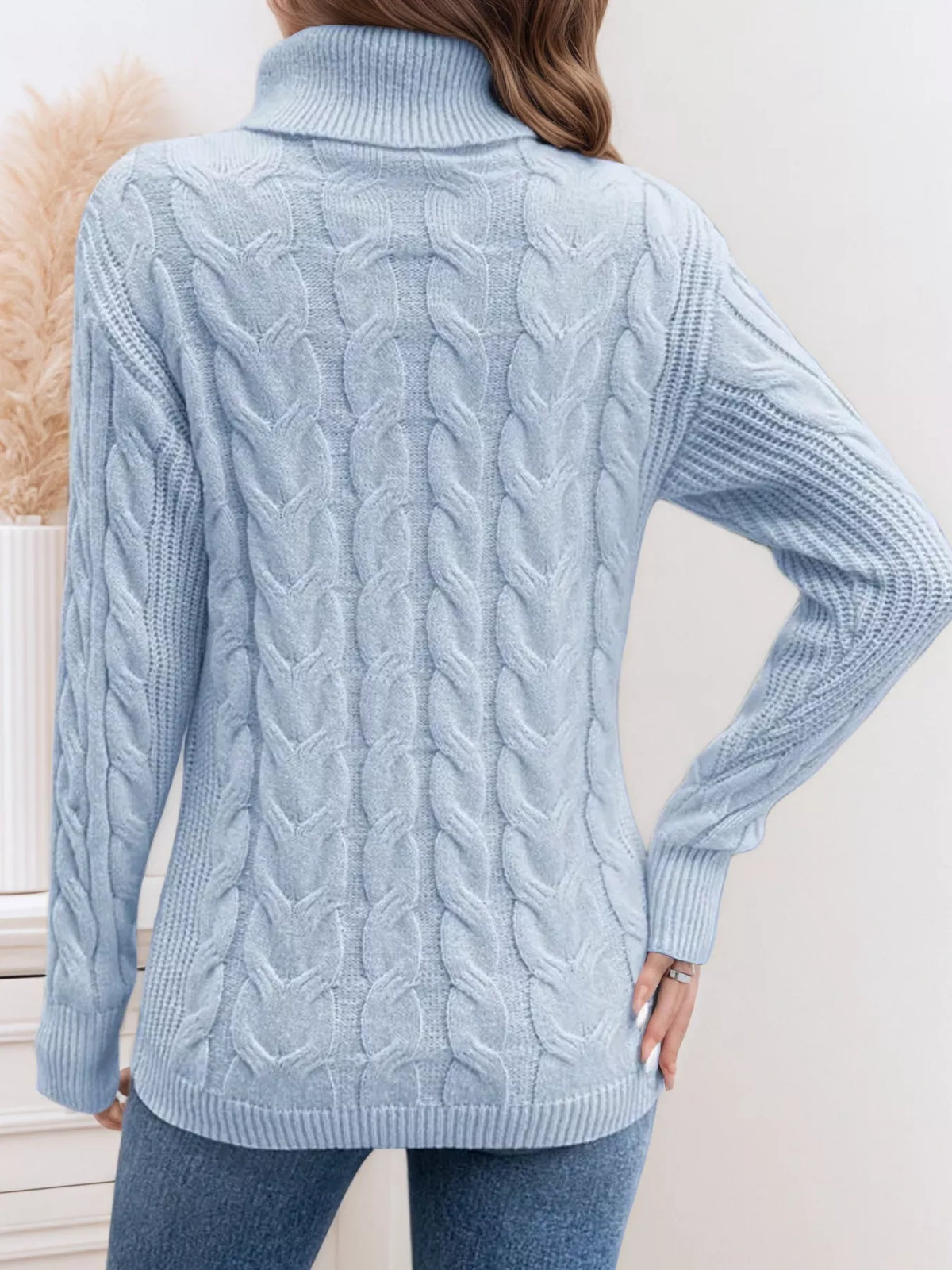 Chunky Cable Knit Turtleneck Sweater