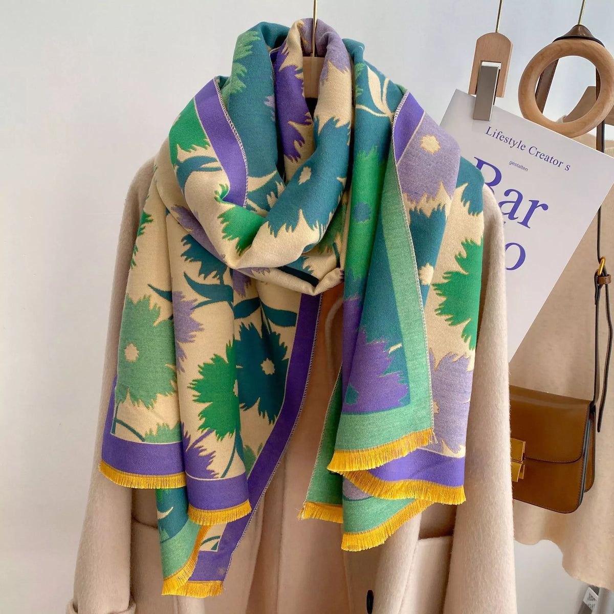 Bold Floral Print Warm Winter Scarf