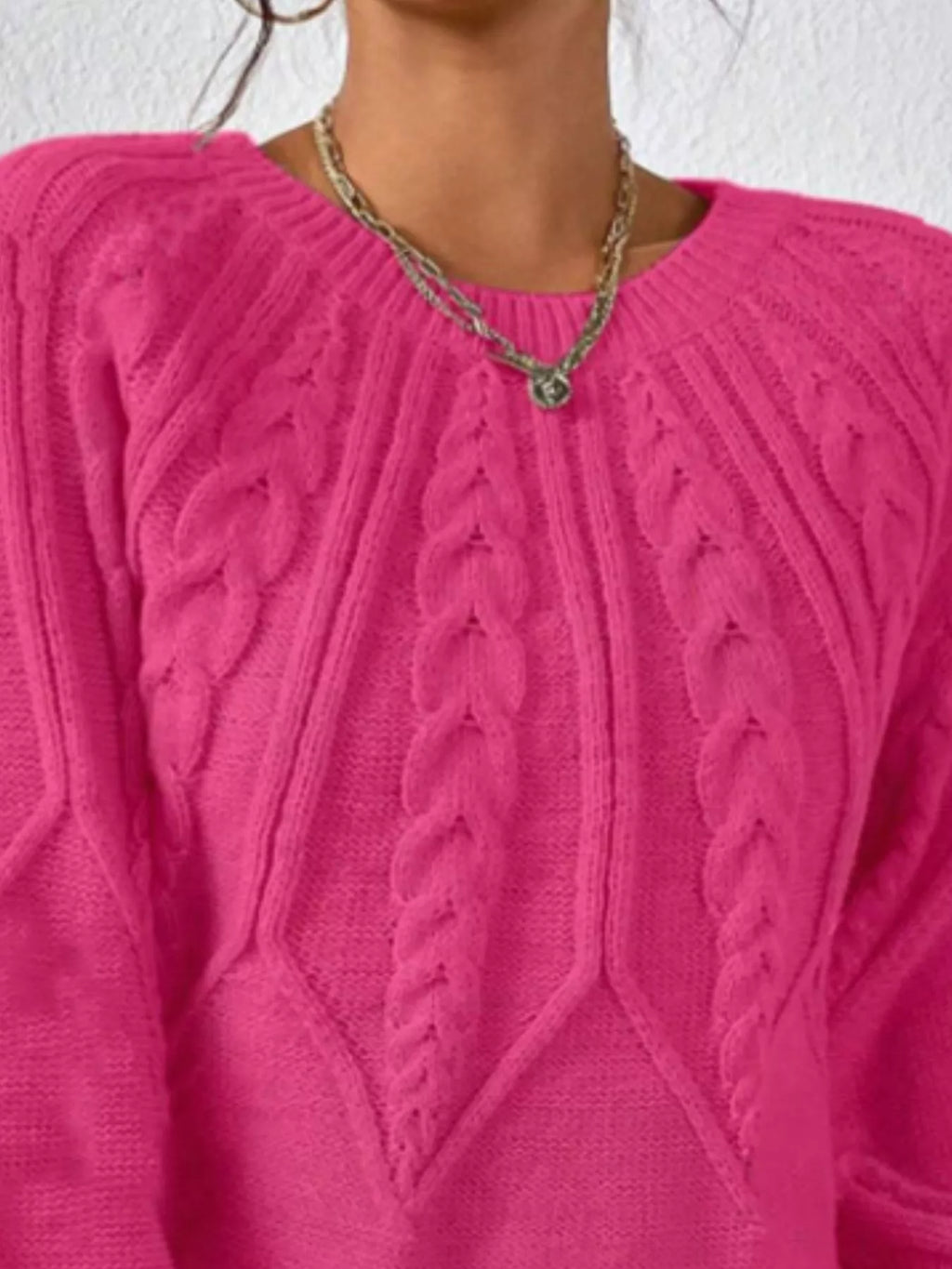 Cable Knit Ribbed Long Sleeve Sweater