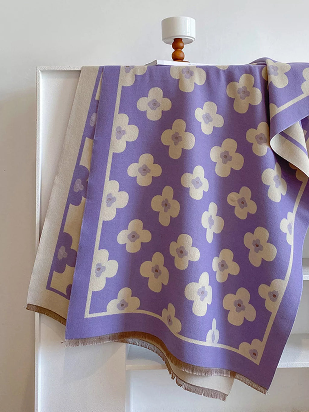 Floral Print Raw Hem Scarf