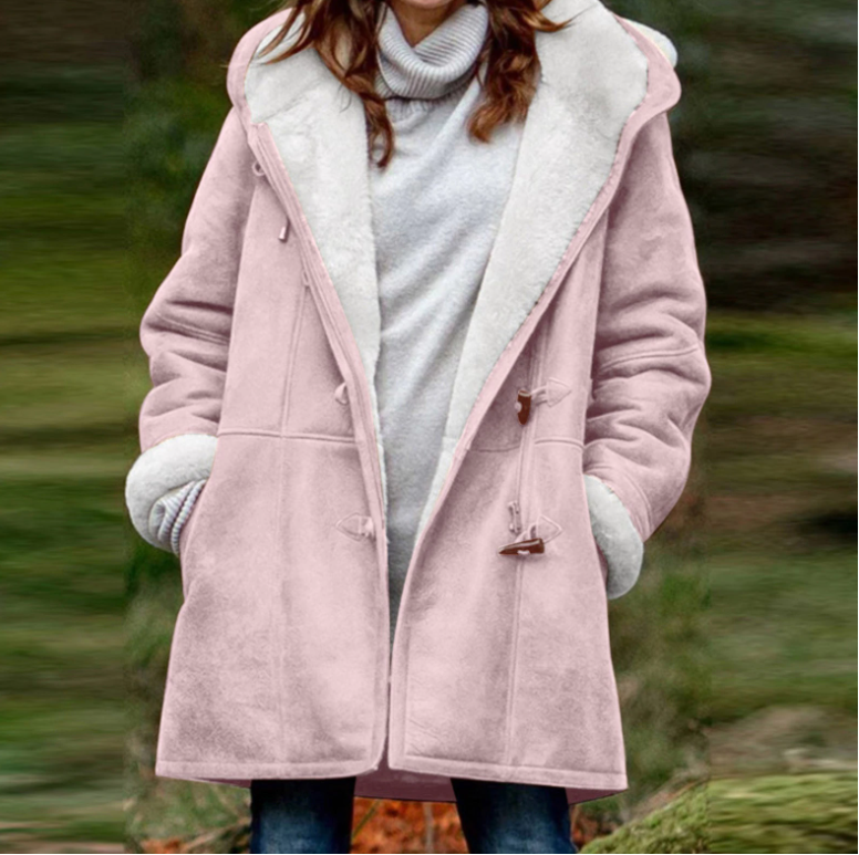 Warm Women's Sheepskin Parka Coat with Hood
