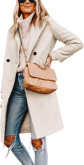 Women's Warm Woolen Coat with Classic Collar - Sofia