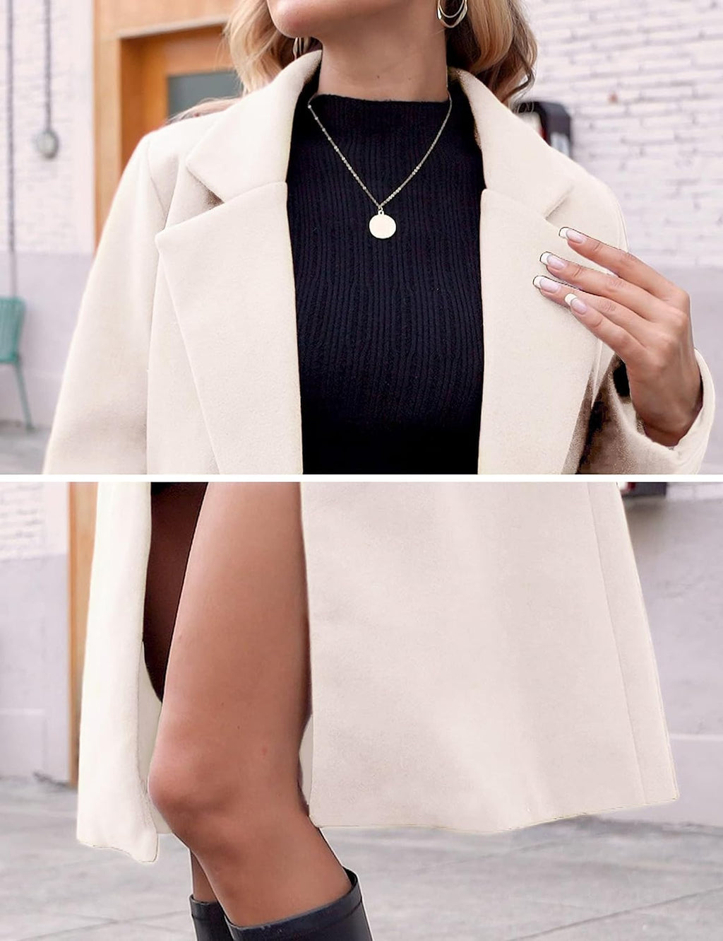 Women's Warm Woolen Coat with Classic Collar - Sofia