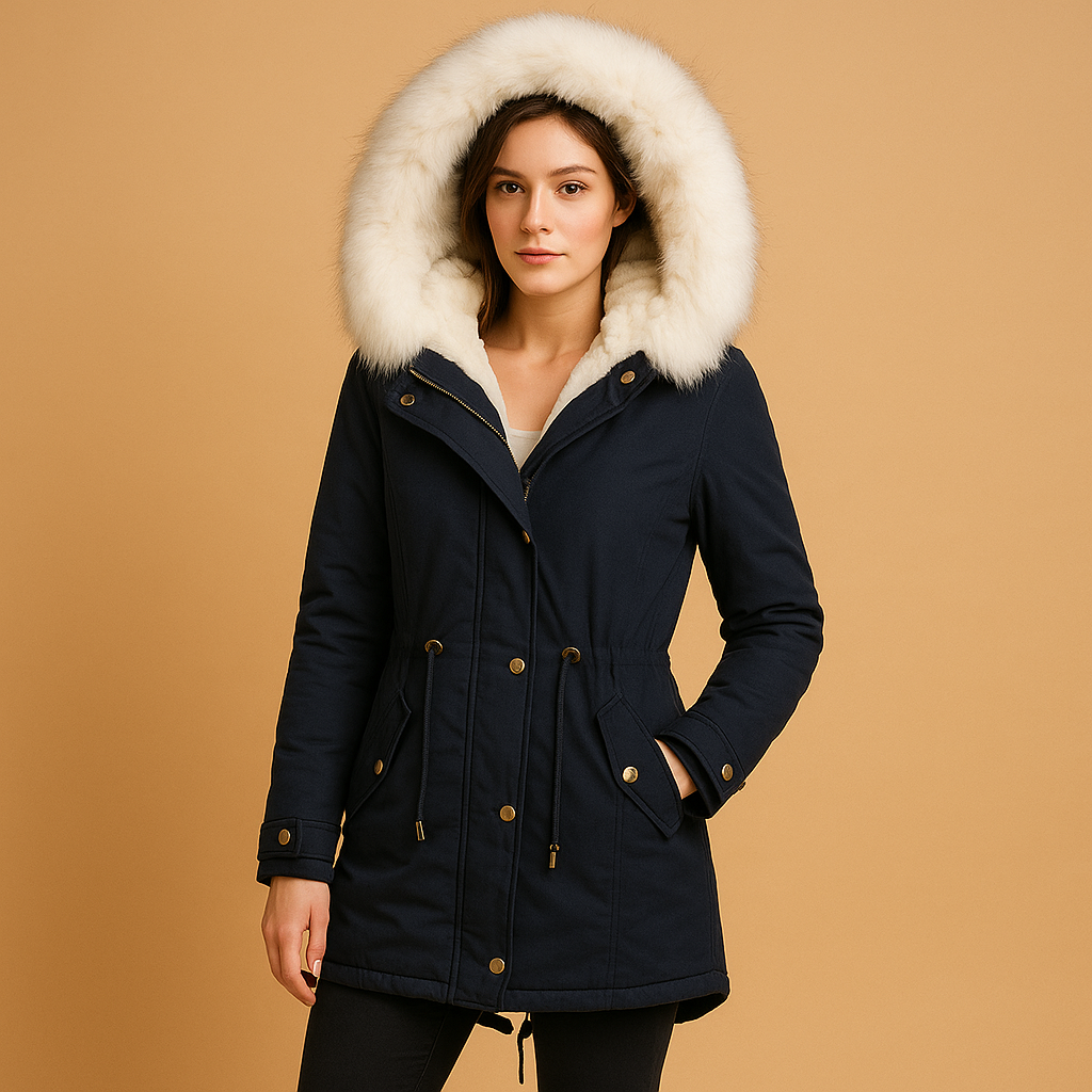 Long winter coat with hood for women | Elise