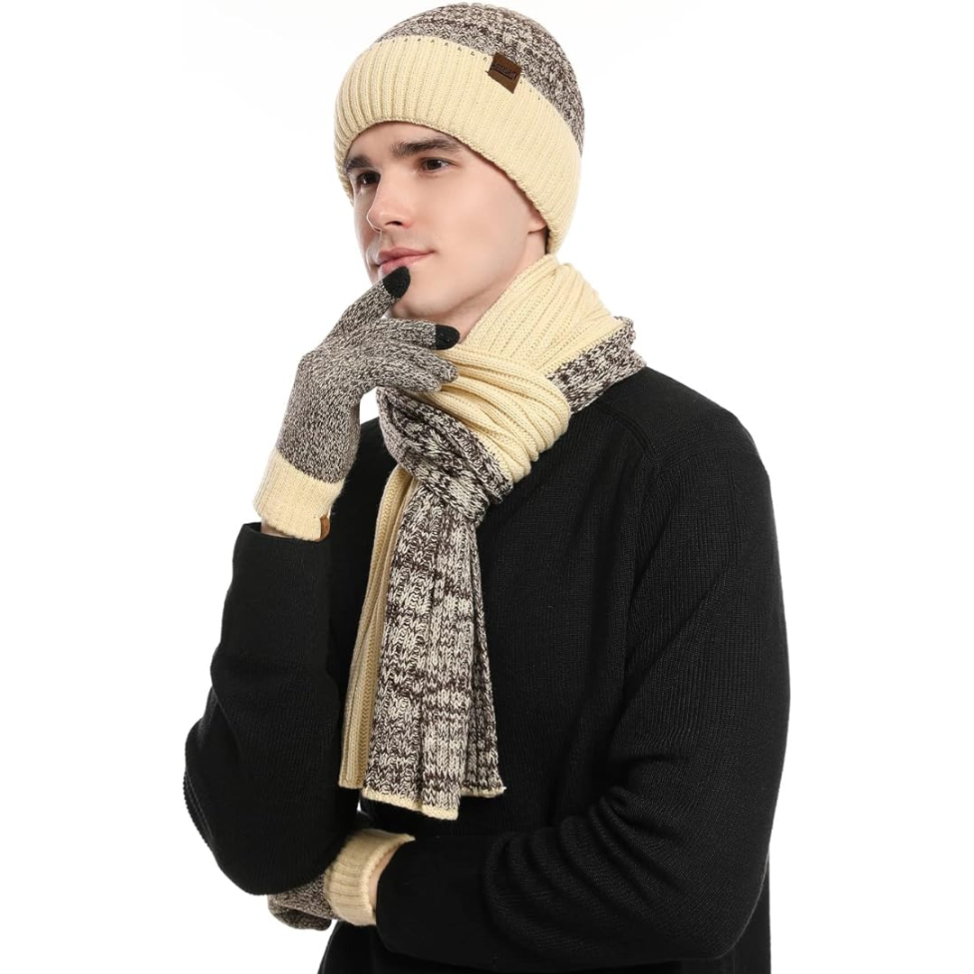 Warm Thermal Hat and Gloves Set for Men