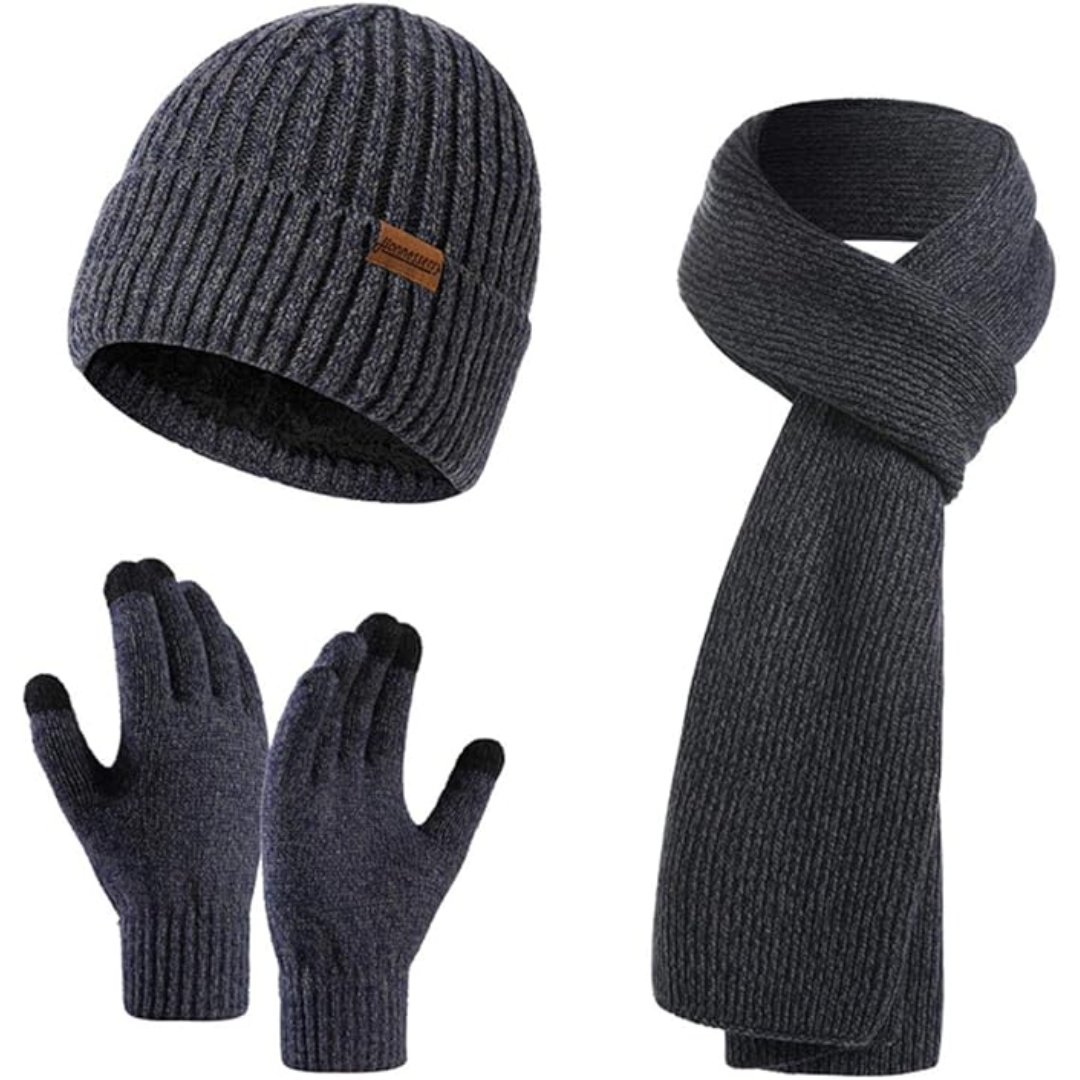Warm Thermal Hat and Gloves Set for Men
