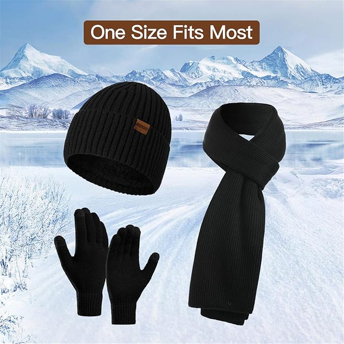 Warm Thermal Hat and Gloves Set for Men