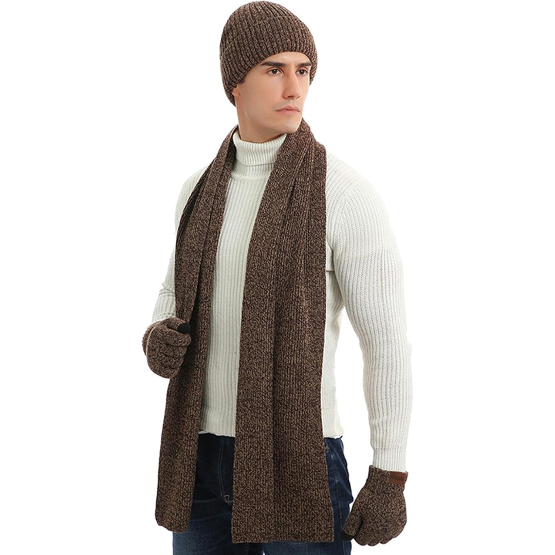 Warm Thermal Hat and Gloves Set for Men