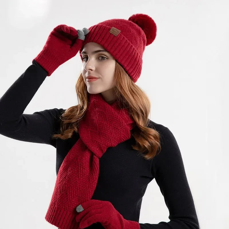 Warm Women's Winter Hat Set