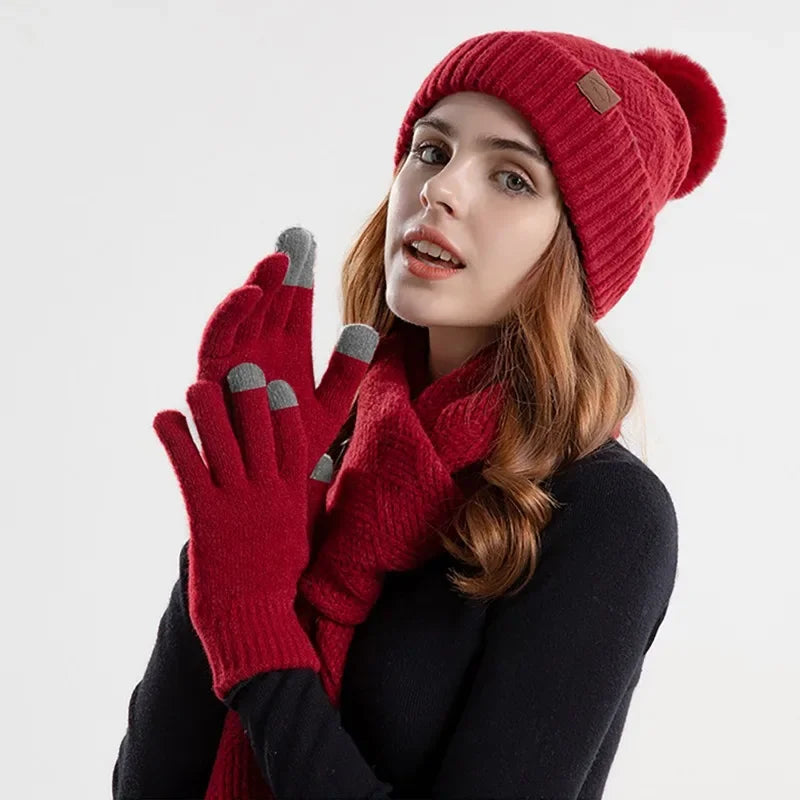 Warm Women's Winter Hat Set