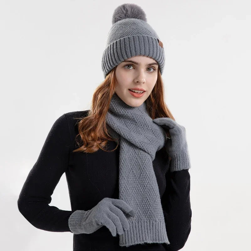 Warm Women's Winter Hat Set
