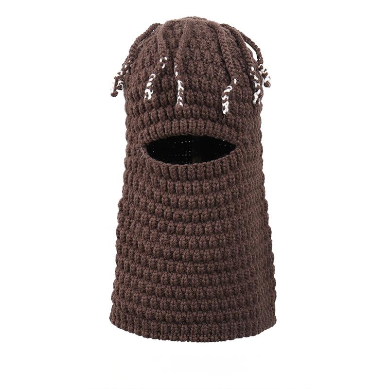 Unisex Knitted Beanie with Integrated Face Mask, Autumn Winter Ear-Warming Cap