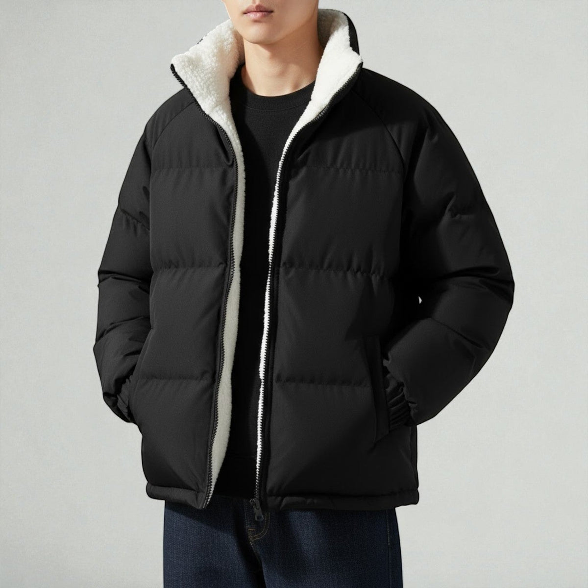 Warm Quilted Puffer Coat with Fleece Lining