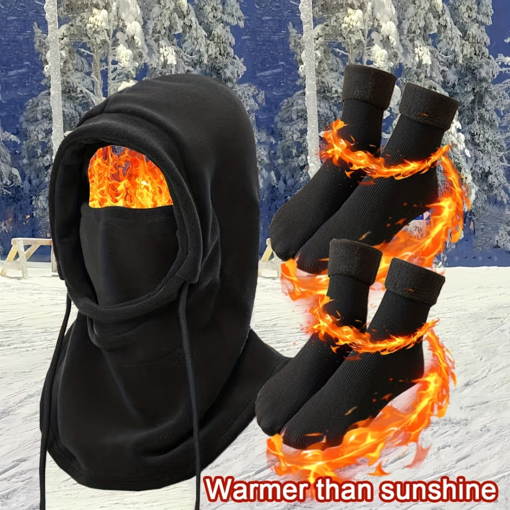 Winter Accessories Set – Men's Winter Hat & Gloves Set Warm Beanie Head Cover Neck Scarf Cold Weather