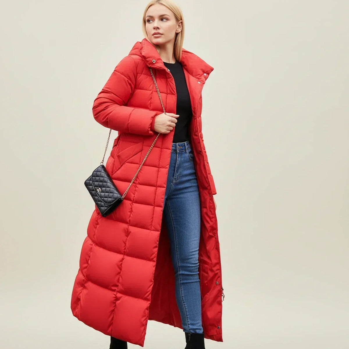Warm Padded Long Down Coat for Women