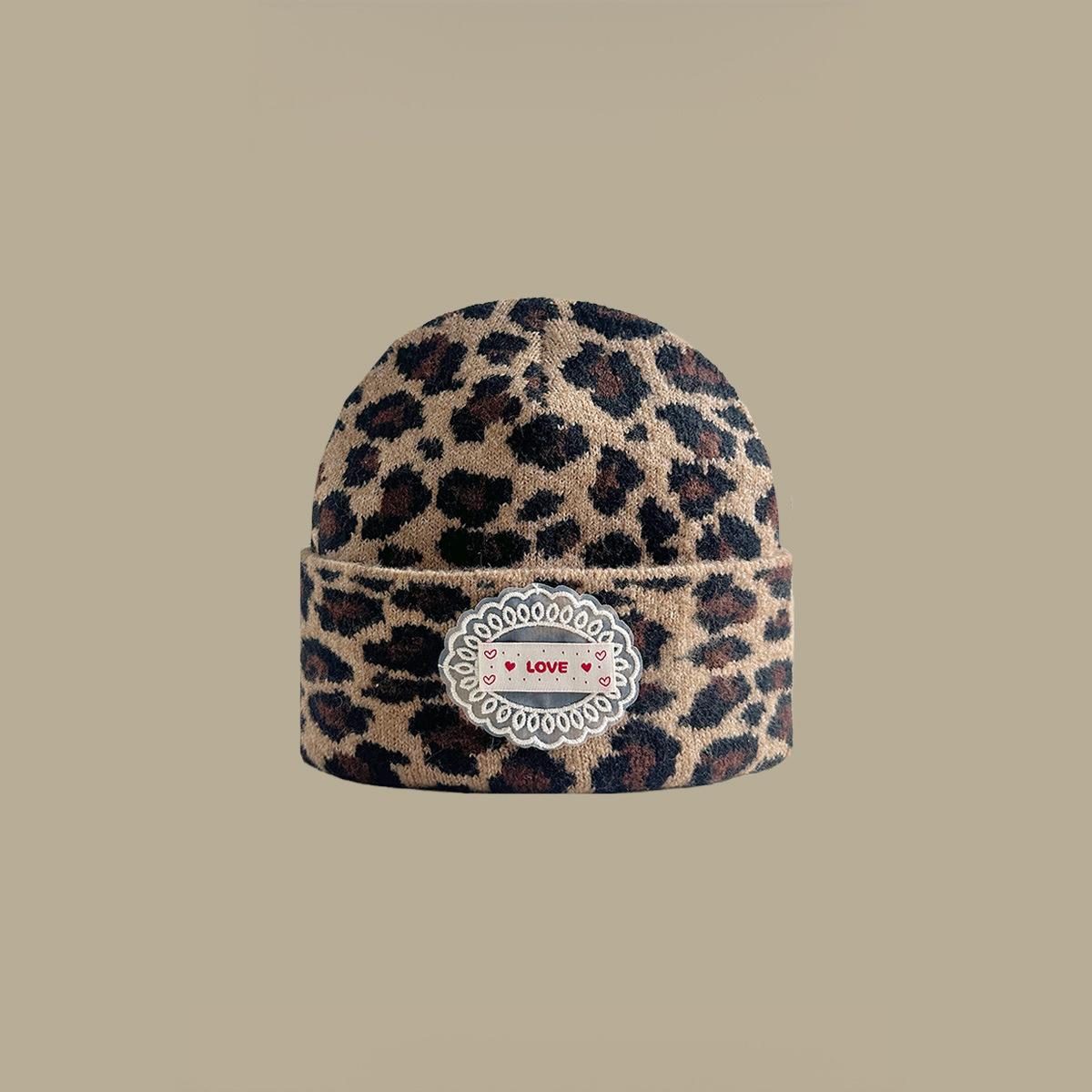 Women's Leopard Print Beanie with Ear Flaps